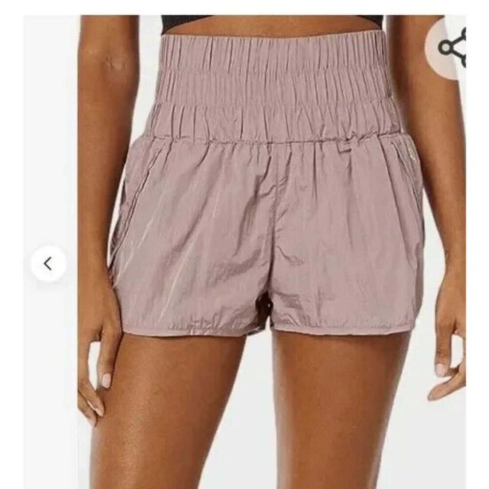 FREE PEOPLE Movement Women The Way Home High Waist Short Sz S Mauve Summer 2-3